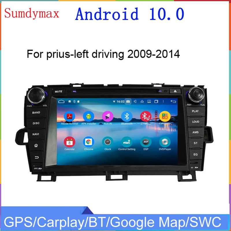 Android 10 автомобильный dvd мультимедийный плеер для Toyota prius 2009-2014 автомобильное радио