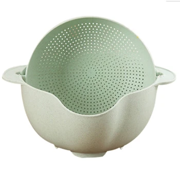 

Washing Basket Double Drain Basin Sink Washing Rice Bowl Fruit Tray Drain Basket Wash Rice Basket Kitchen Strainer Noodles Veget