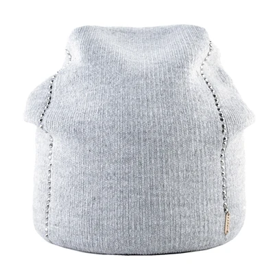 Winter Beanie Women Knitted Wool Hats Female Fashion Skullies Beanies With Rhinestones Solid Color Warm Knit Bonnet Ladies Cap - Color: Gray