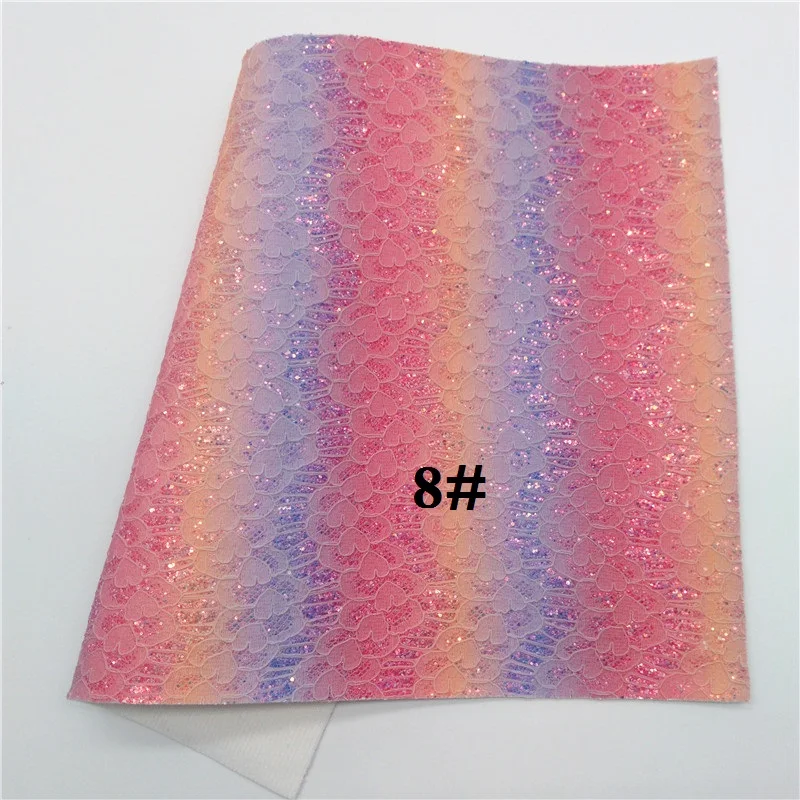 Glitterwishcome 21X29 см А4 Размер Raibow кружева блестящая ткань, синтетическая кожа ткань листы, Переливающаяся кожа для бантов, GM490A - Цвет: 8