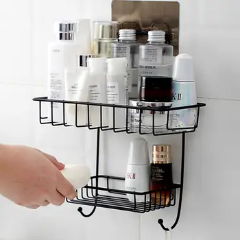 

Double Layers Metal Toilet Shelf Wall Mounted Toilet Supplies Bathroom Soap Cosmetics Storage Rack household Wall Organizer