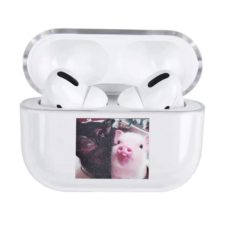 Милый мультфильм свинья Прозрачный жесткий для Airpods Pro Чехол чехол Bluetooth беспроводная гарнитура для Air Pods защитный чехол сумка для зарядки - Цвет: for AirPods Pro 01