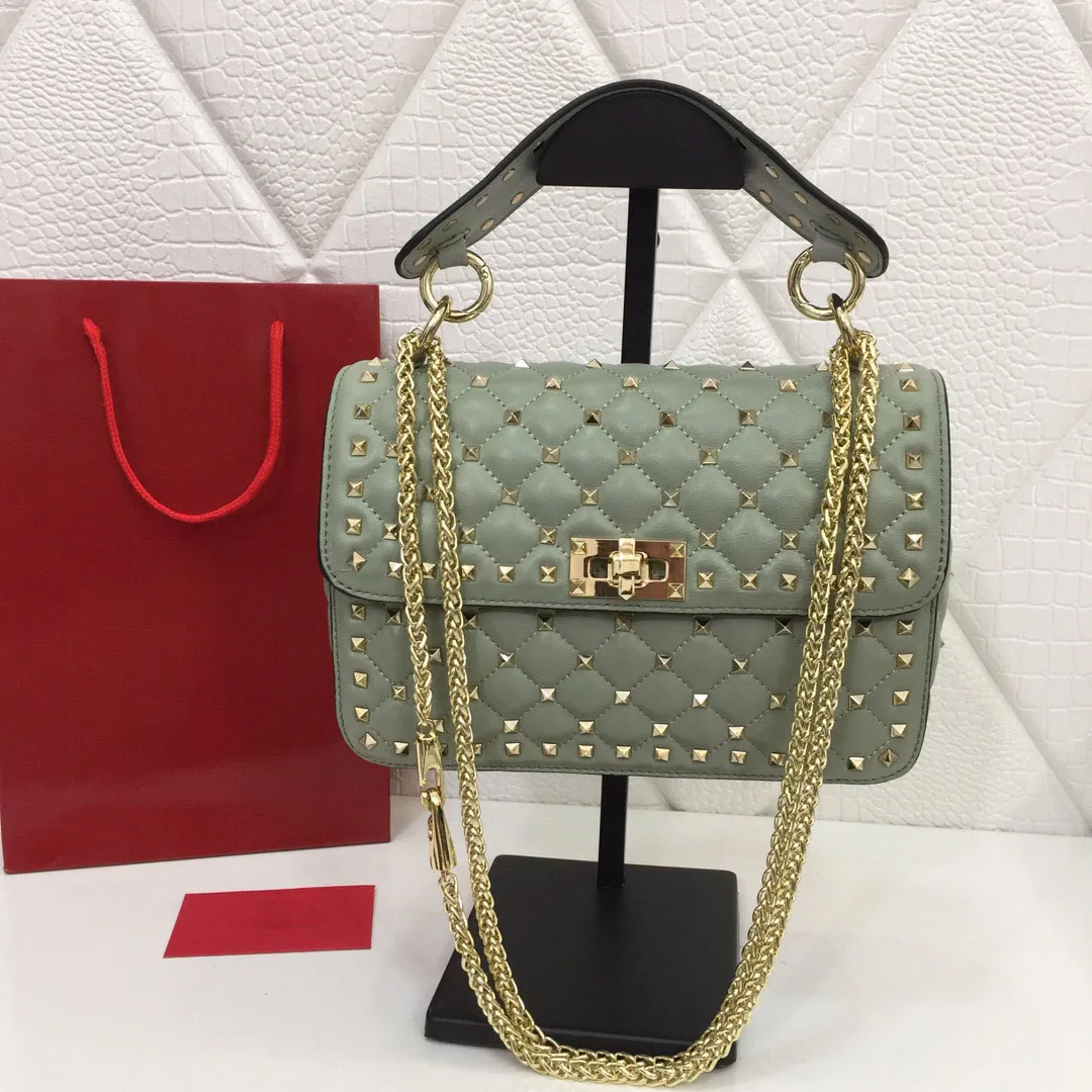 

Brand new Women bag Crossbody Bag Rivet real Leather Designer High Quality Handbag Shoulder flap Famous ladies