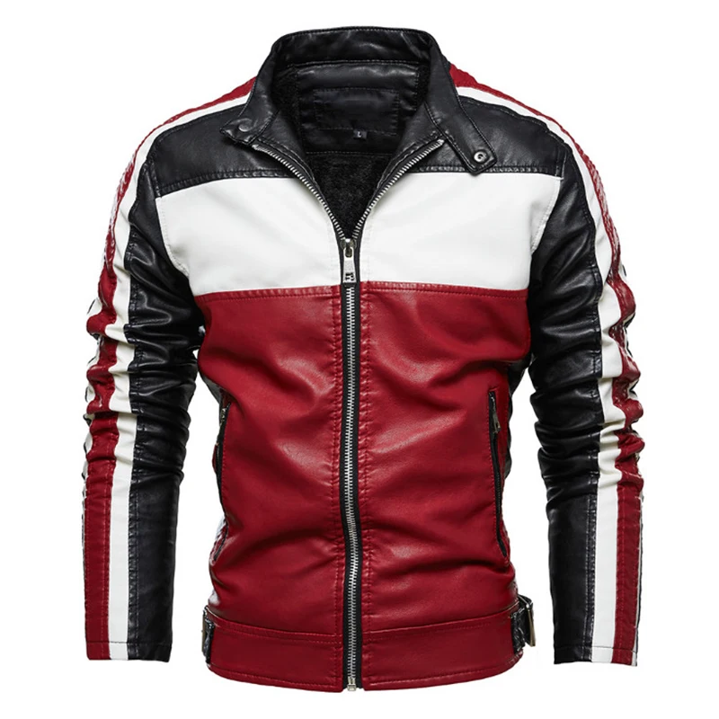 habilitar Me preparé conversión Chaqueta Bomber de cuero PU para hombre, abrigo informal de motocicleta,  Vintage, color block, novedad _ - AliExpress Mobile