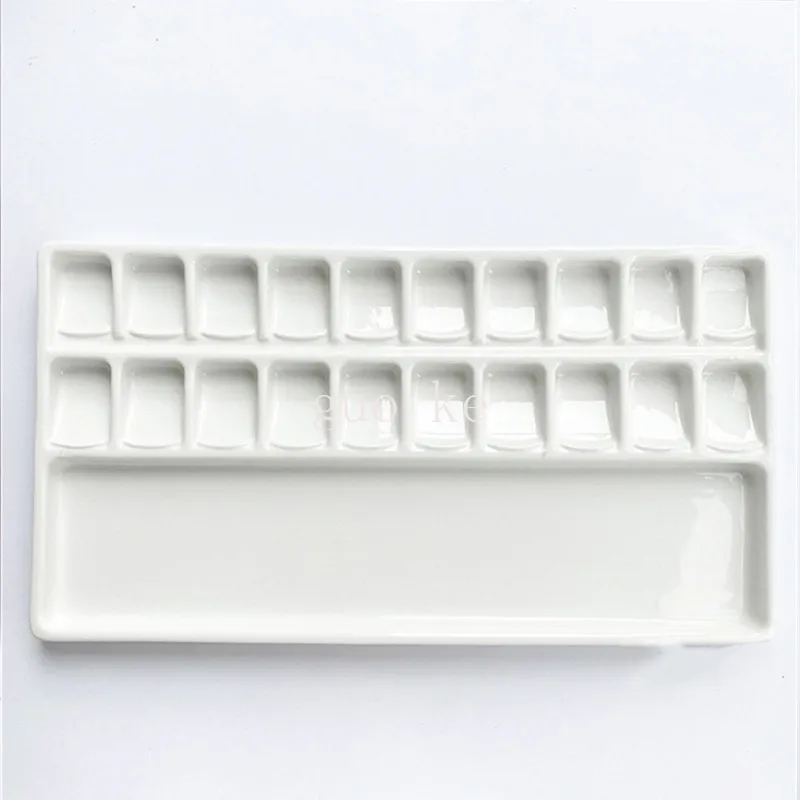 Ceramic watercolor palette large rectangular multi-grid white porcelain palette easy to clean painting tools art supplies