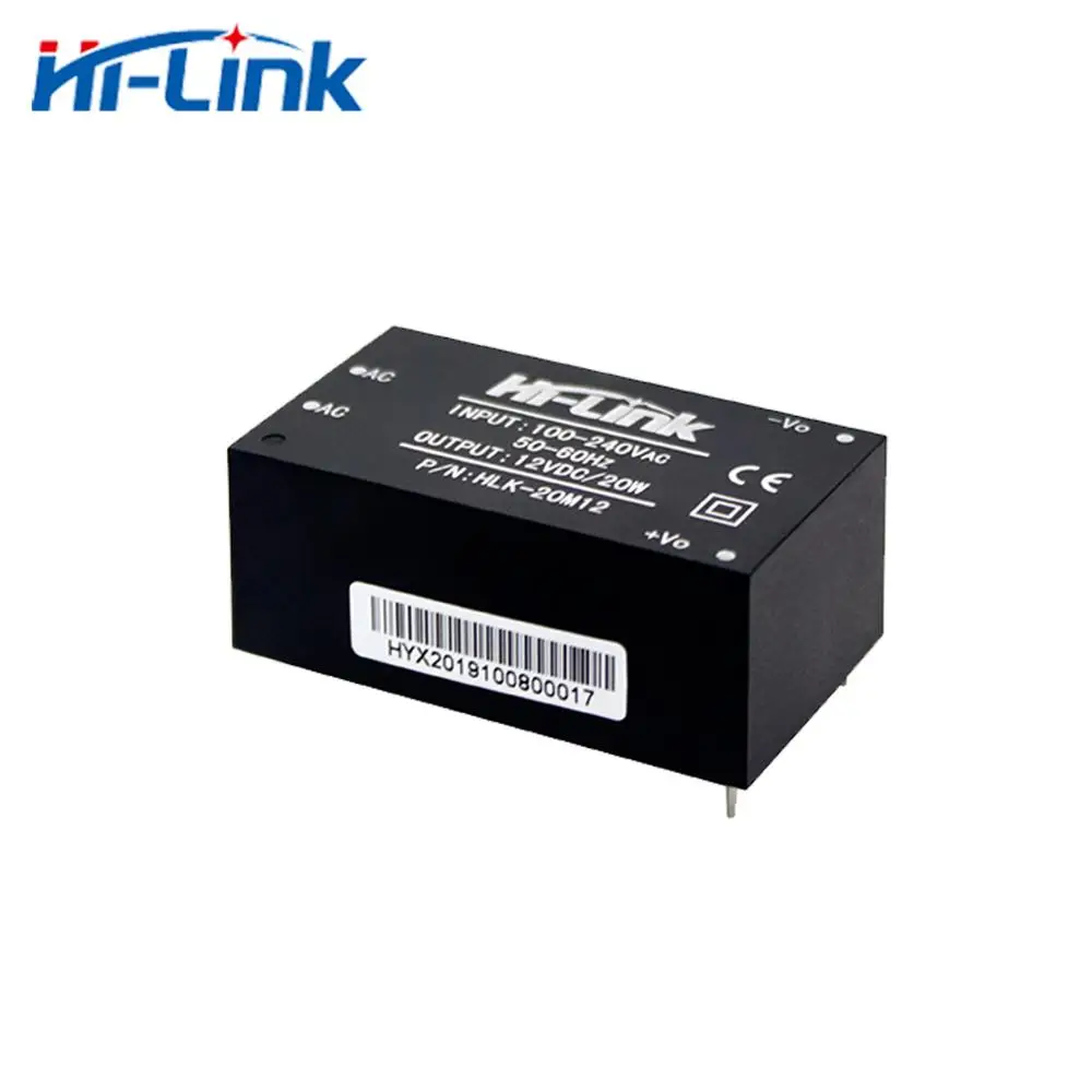 CE 인증 HLK-20M12 AC DC 전원 공급 장치 모듈, 하이 링크 85-265Vac 20W, 12V, 1.66A, 40 개