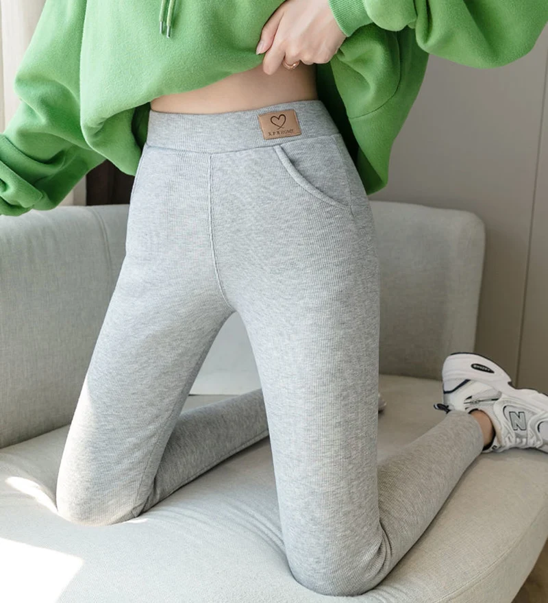 High Waist Soft Winter Pocket Leggings for Women Fleece High Waist Thick Pants Velvet Thermal Grey Women's Warm Leggings spanx faux leather leggings