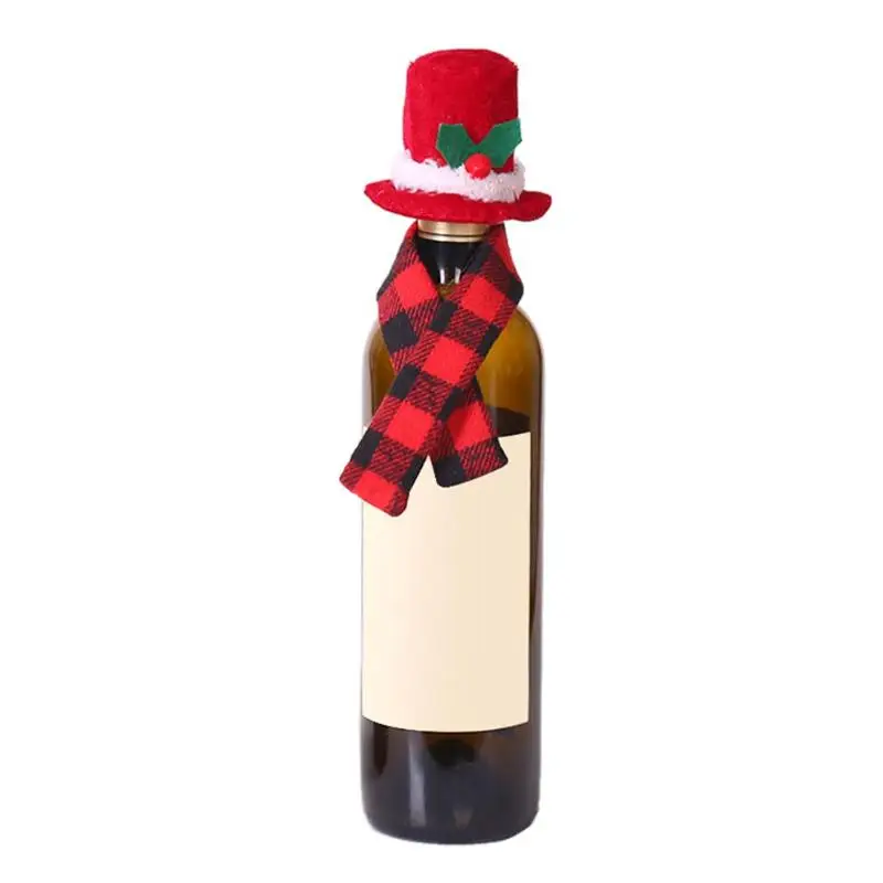 Милая Рождественская Снежинка льняная крышка для бутылки с красным вином сумки Рождественский Декор стола рождественские украшения для домашних держателей Рождество год - Цвет: C1-Wine Bottle Cover