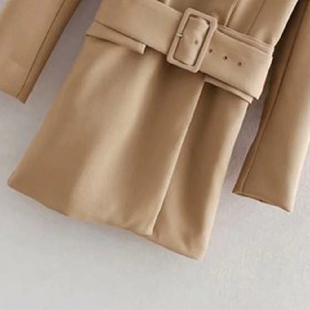 Модная новинка Женская однотонная Повседневная осенне-зимняя куртка женская элегантная Регулируемая талия с поясом Длинный рукав женское пальто
