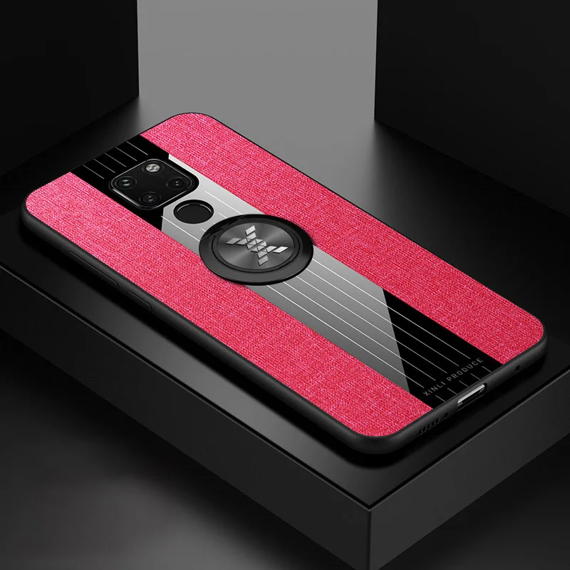 Ikrsses для huawei mate 20 Pro Чехол простая скатерть текстура автомобильный держатель с магнитным креплением чехол для huawei mate 20 X TPU рамка и крышка ПК - Цвет: Red and Ring