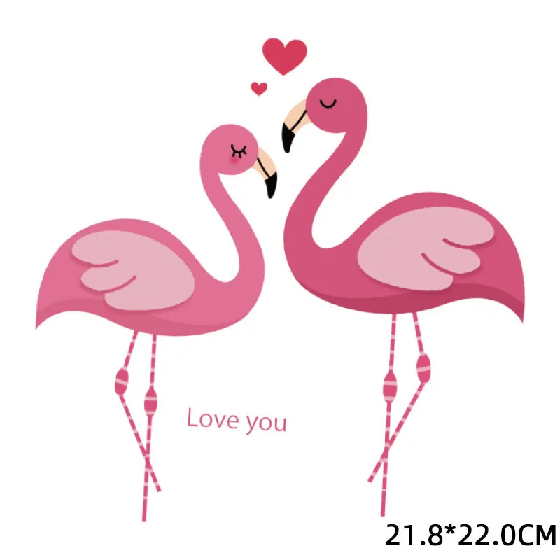Cute Animal Heart Transfers Patch Applique Clothes Unicorn Flamingo Iron on Patches for Clothing Thermo Stickers Stranger Things - Цвет: 10