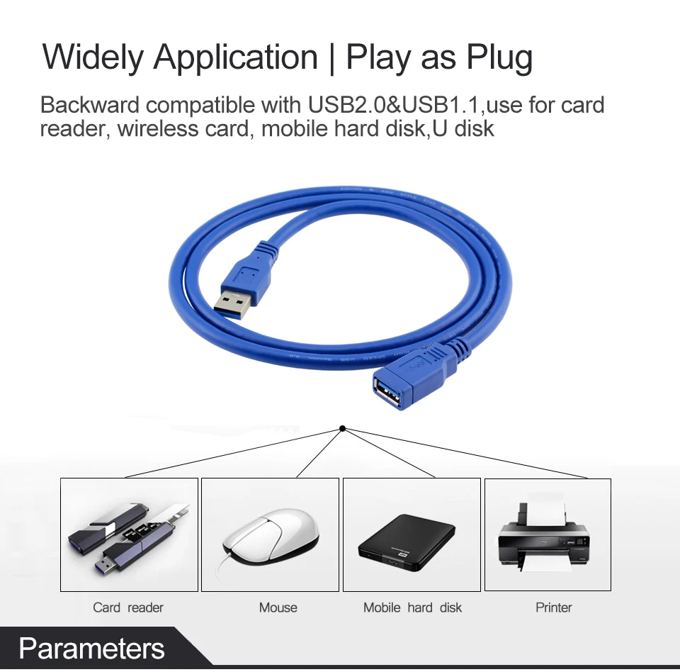 USB3.0 Удлинительный Кабель USB 3,0 кабель штекер для синхронизации данных быстрая скорость шнур разъем для ноутбука ПК Принтер жесткий диск