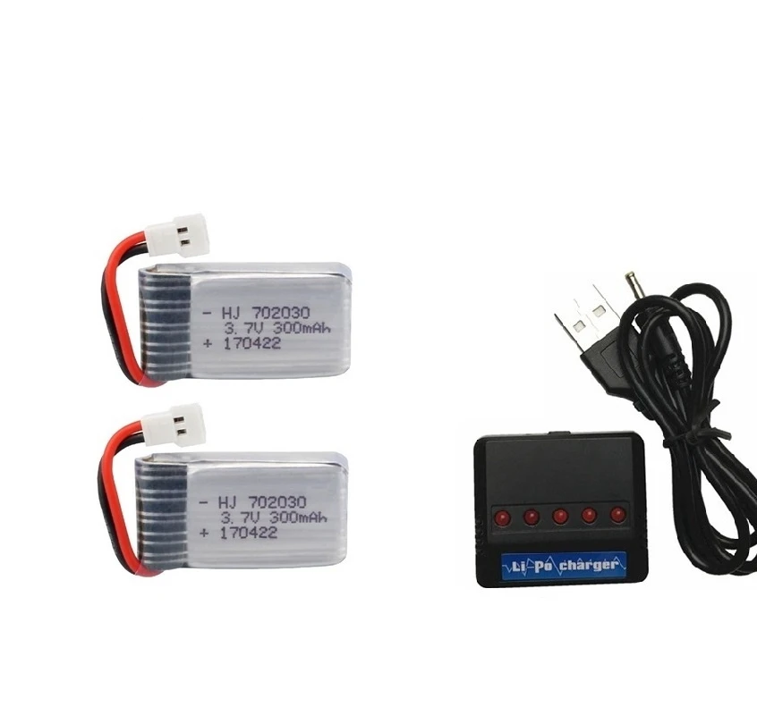 3,7 в 300 мАч Lipo батарея с зарядным устройством для Udi U816 U830 F180 E55 FQ777 FQ17W Hubsan H107 Syma X11C FY530 RC Дрон батарея - Цвет: 2pcswith5in1