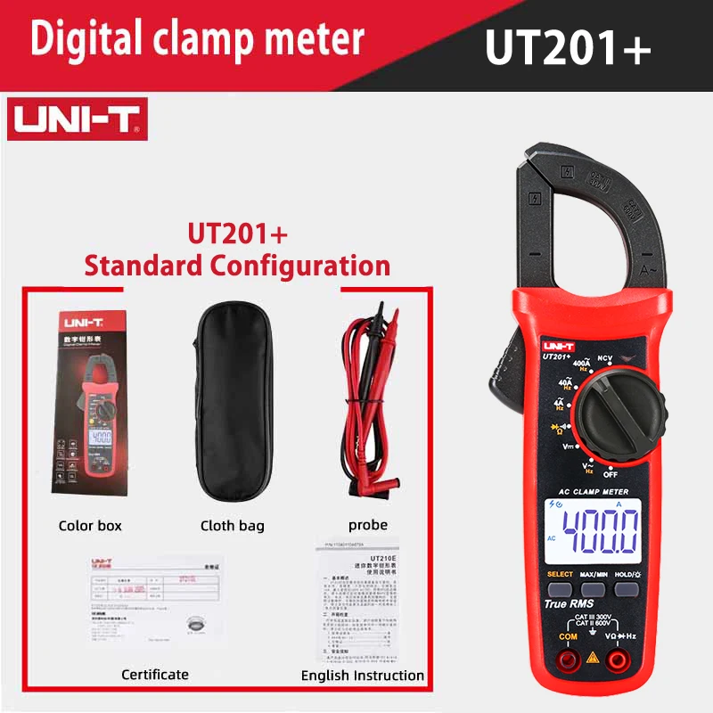 voice volume meter UNI-T UT204 Plus/UT210 Series Clamp Ammeters. Temperature Voltage Tester LCD Digital Current clamp AC/DC NCV True Rms Multimeter loggers tape measure Measurement & Analysis Tools