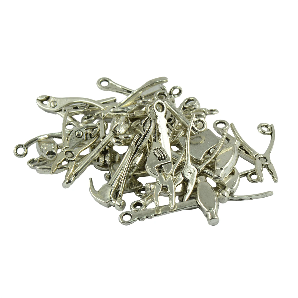 40 Pieces Tibetan silver color DIY TOOL Charms Pendants Tools Fathers Day Mens Gift Jewellery for Necklace Bracelet Findings