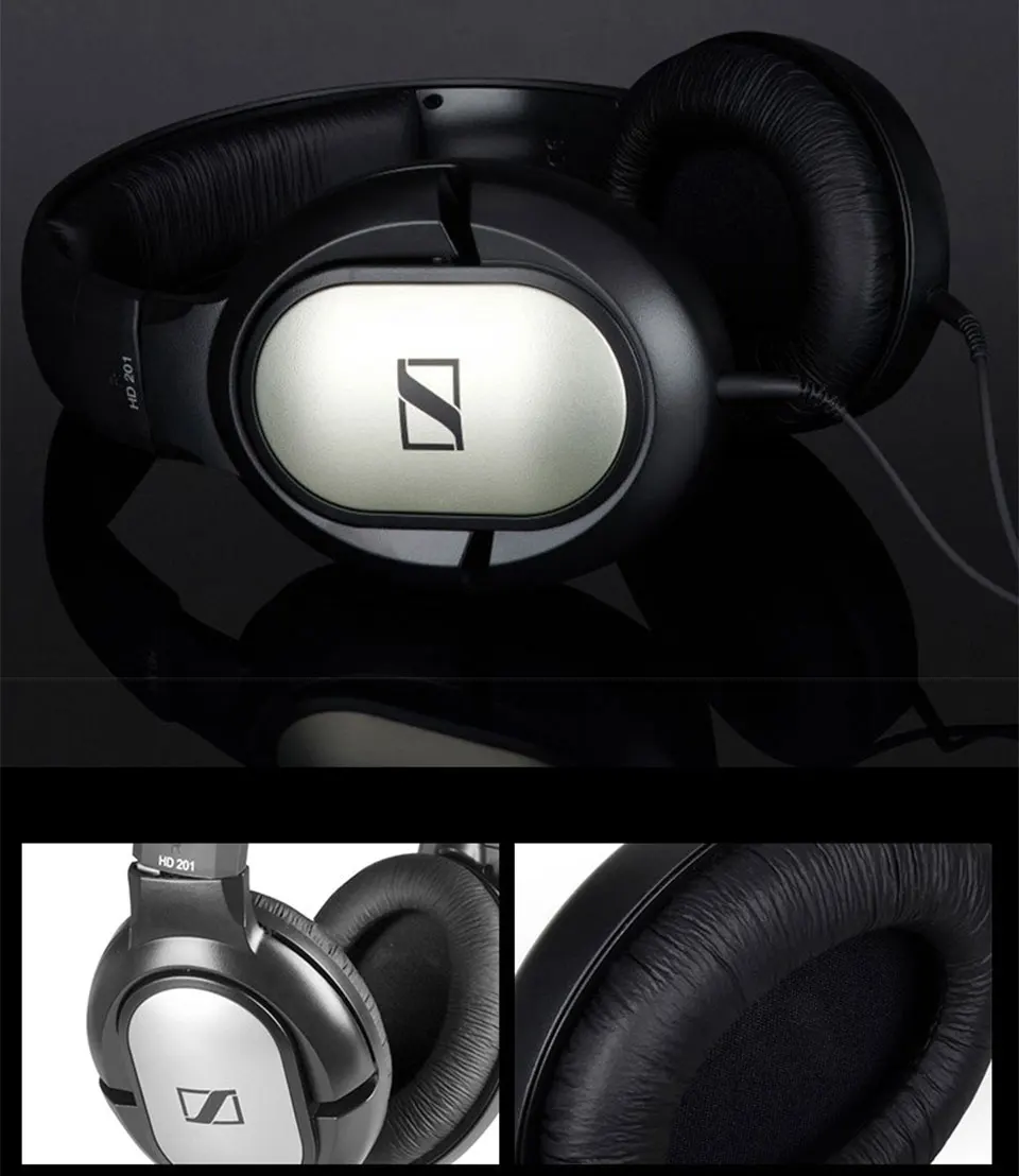 Проводные наушники Sennheiser HD201 3,5 мм, наушники с шумоподавлением, Спортивная игровая гарнитура, стерео бас для iPhone/samsung компьютера