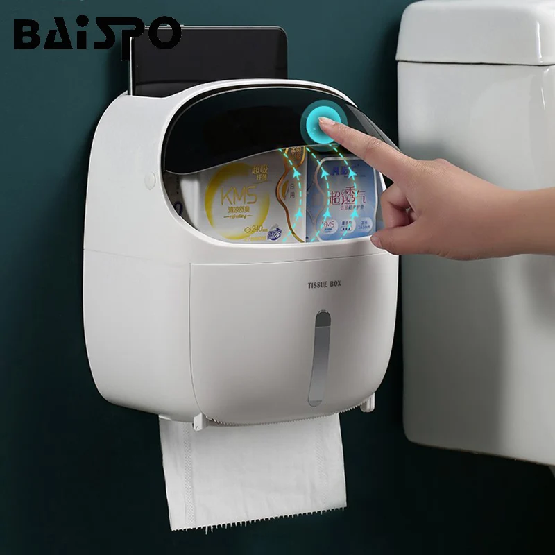 BAISPO Waterproof Toilet Paper Holder Shelf For Portable Roll Dispenser Storage Box Tray Home Bathroom Accessories |