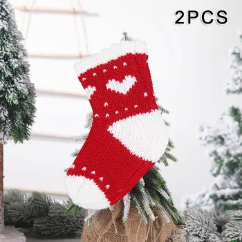 

2pcs Xmas Christmas Tree Candy Socks Children Gift Bag Chimney Festival Ornament Micro Landscape Decora