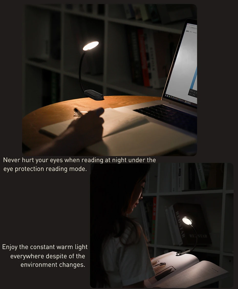 Baseus Comfort Reading Mini Clip Lamp Rechargeable