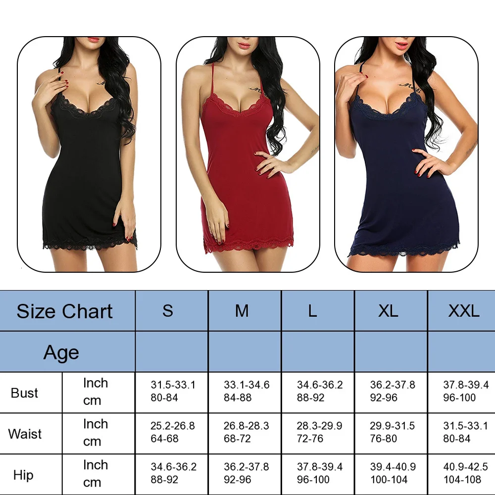 Nightgown Women Casual Soft Spandex Lace Sleepwear Dress Solid V Neck Sleeveless Sling Nightdress Female Nighties Nightwear