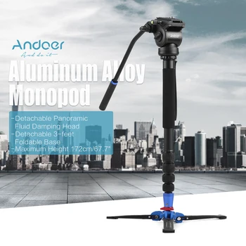 

Andoer 172cm/67.7" Professional DSLR Camera Tripod Monopod Unipod Camera Stand Support w/ Fluid Draft Hydraulic Damping Head