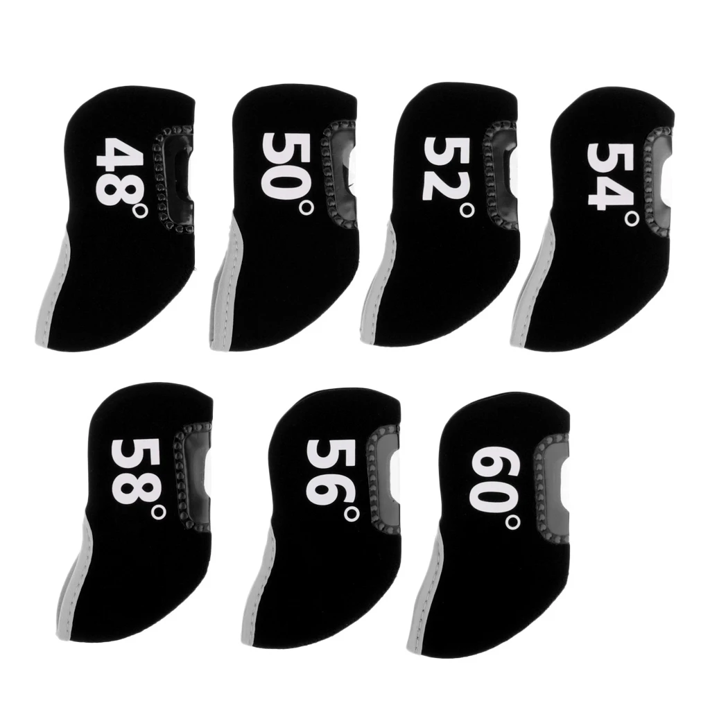 Pack 7 Sports Golf Club Iron Putter Headcover Head Cover Protector Set Accessories - Different Degrees - Durable & Portable