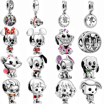 

Silver Color Pluto Lilo & Stitch Charm Fit Brand Bracelet Aristocats Marie 101 Dalmatians Patch Beads DIY Mickey Minnie Jewelry