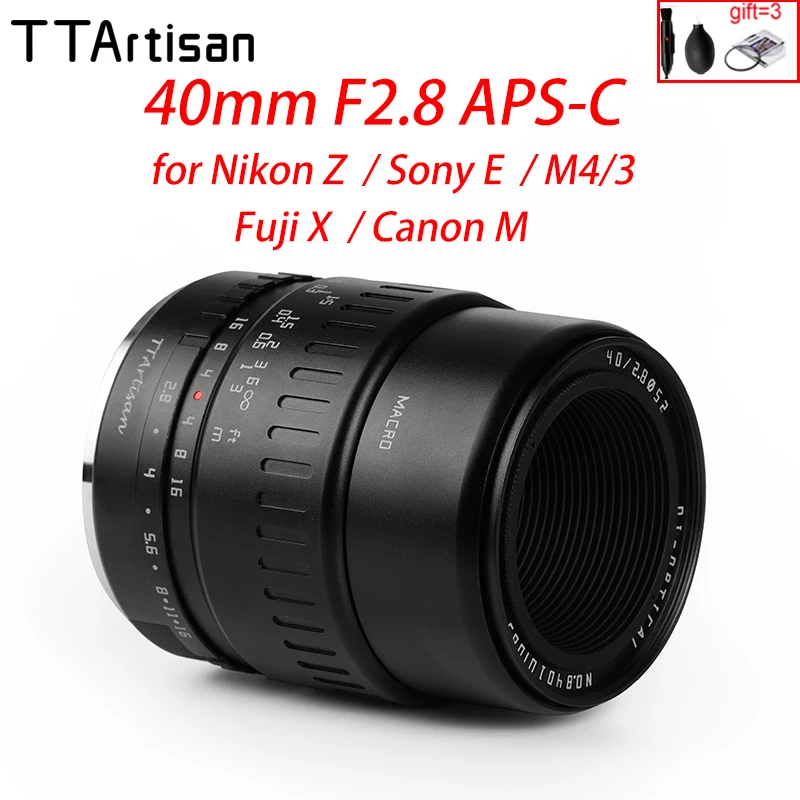 TTArtisan 40 мм F2.8 APS-C макрообъектив ручной фокус MF для M4/3 Olympus Panasonic Nikon Z Sony E Fujifilm Fuji X Canon