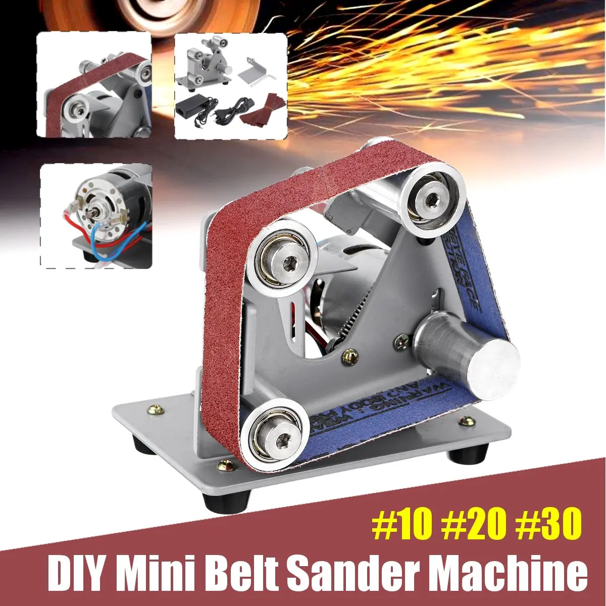 

Multifunctional belt grinder Mini Electric Belt Sander DIY Polishing Grinding Machine Cutter Edges Sharpener Belt Head Sander