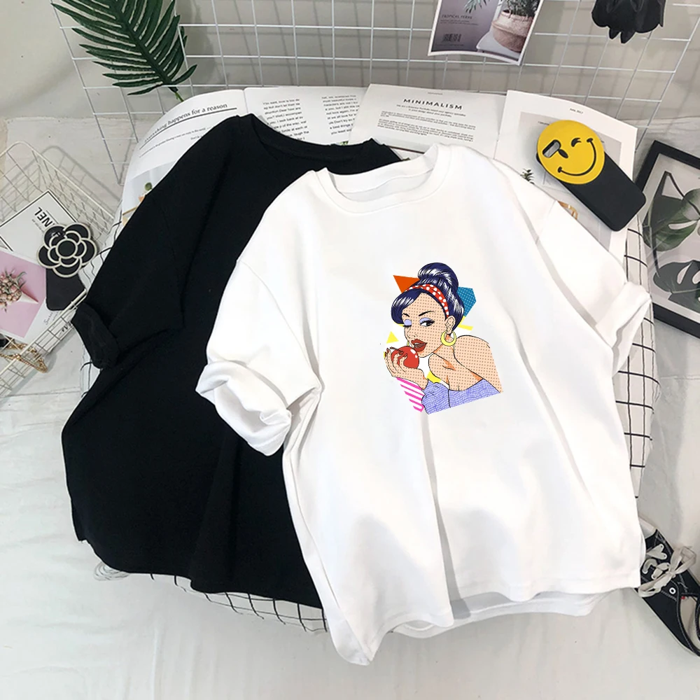 Custom T-Shirt Snow White Print Women Clothing Summer Unisex Couple Tops Lady Tees Harajuku t shirt for girls tshirt |
