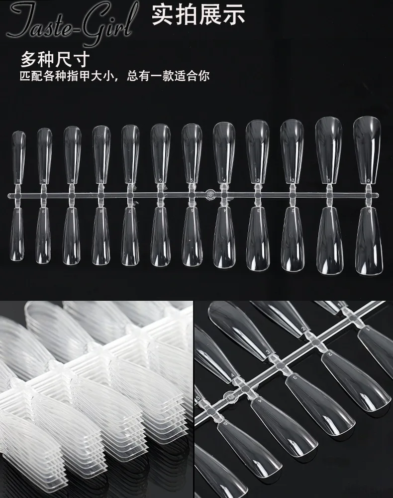 24PCS/pack Full Cover False Nail Tips Clear Fake Nails Mold For Extension Acrylic UV Gel Display Practice Manicure