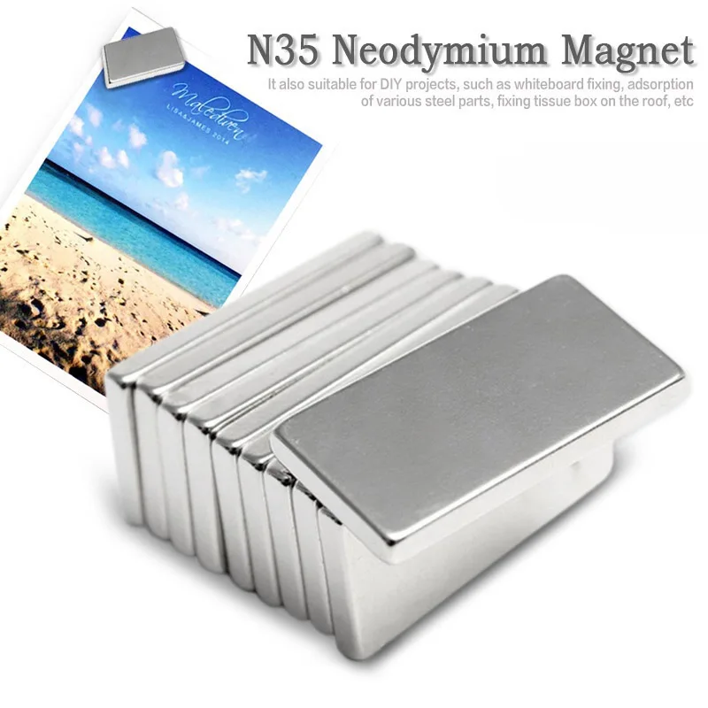 5 шт. 20X10X2 мм супер мощный небольшой Неодимовый магнит блок постоянный N35 Ndfeb сильные кубовидные магнитные магниты на холодильник