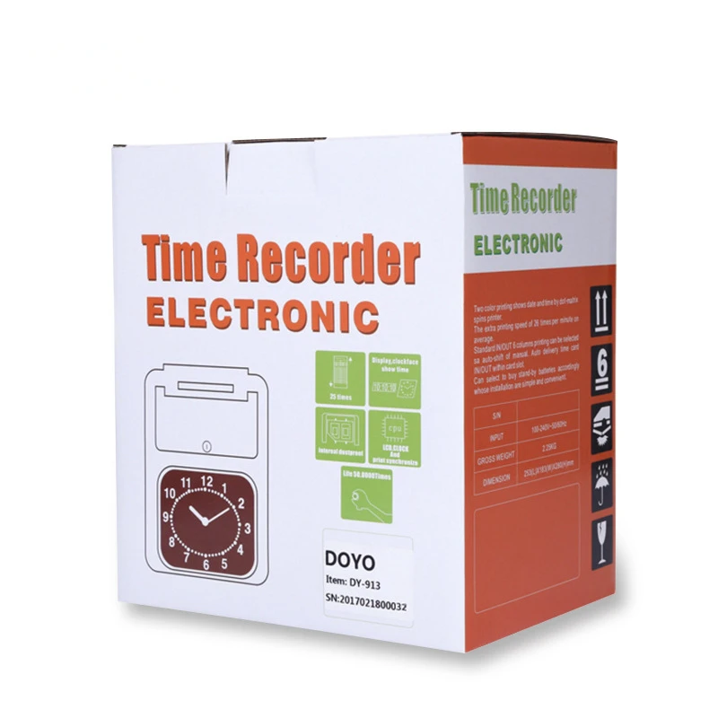 Attendance Machine Punch Card English Button Attendance Machine With Built-in Battery Electronic Time Clock Automatic Print Conversion