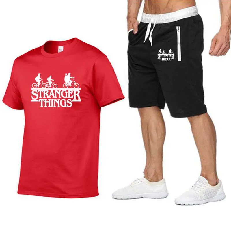 Модный мужской спортивный костюм из двух частей, шорты+ футболки, летний спортивный костюм, мужской спортивный костюм chandal hombre