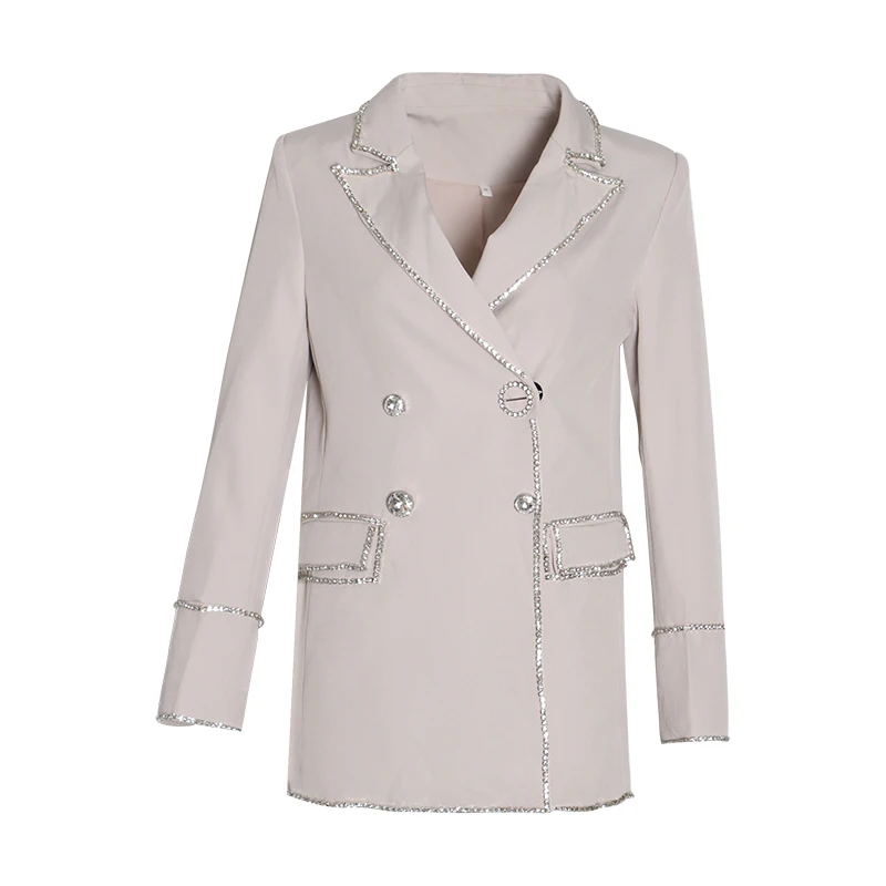 Kopen TWOTWINSTYLE Diamant Patchwork vrouwen Blazer Notched Kraag Lange Mouw Elegante Herfst Vrouwelijke Jas 2019 Mode Kleding
