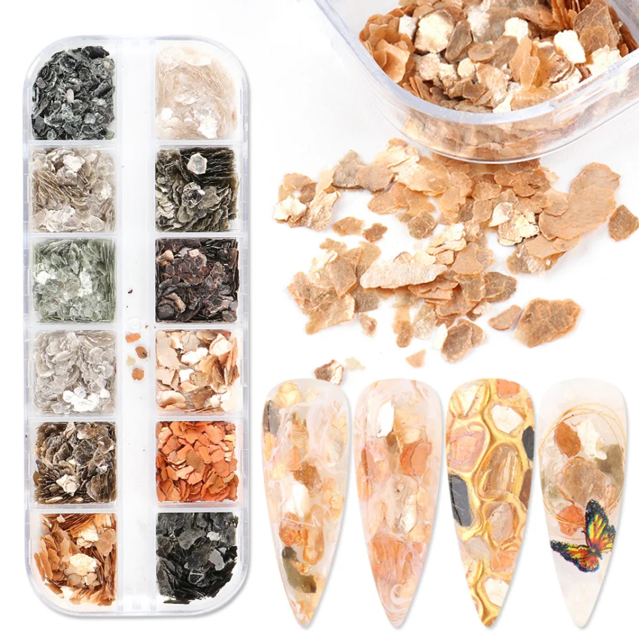 1 Box Abalone Shell Irregular Fragment Texture Natural Sea Gel Flakes Slider Shimmer Pearl Nail Art Decorations LAYM | Красота и