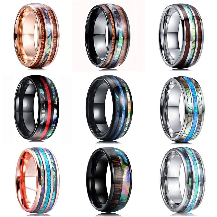 Модные мужские кольца 8 мм из нержавеющей стали черного и розового золота