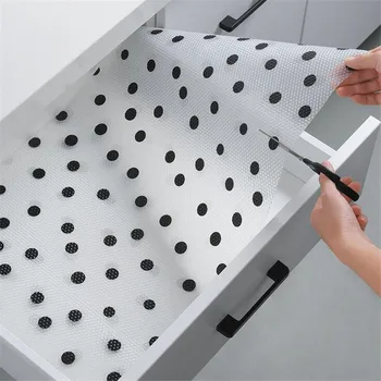 

1 Roll Drawer Mat Oil-proof Moisture Kitchen Table Mats Dot Pattern Cabinets Pad Paper Non Slip Waterproof Cupboard Placemat