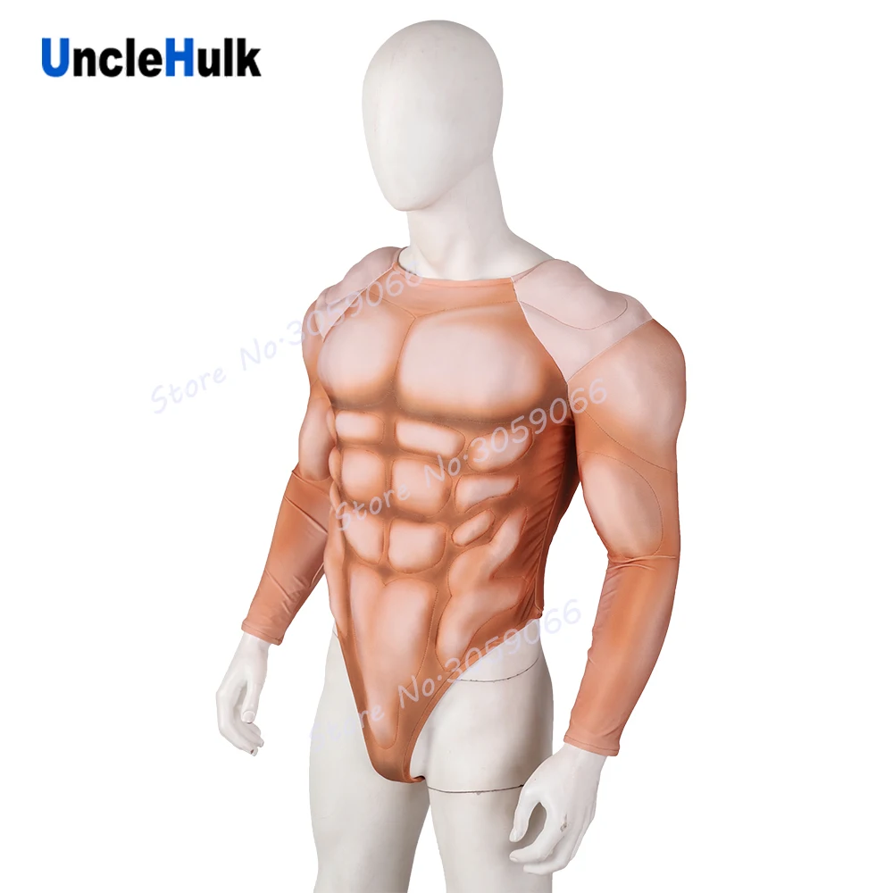 Половина тела средней шелковой нити мускул Костюм Форма лайкра зентай костюм Хэллоуин костюм-с печатным рисунком мышц | UncleHulk