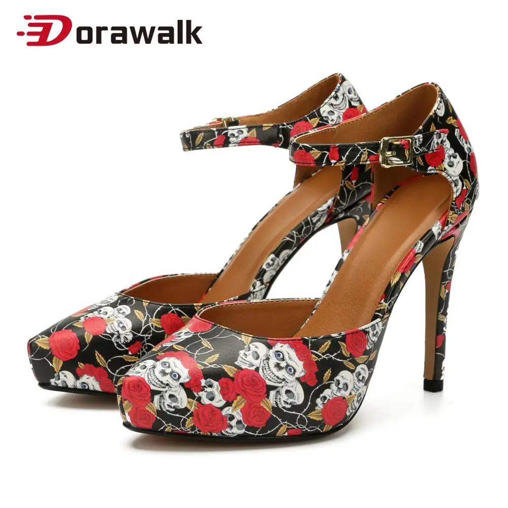 Большой Размеры 48 граффити скрытой платформе с высоким каблуком ботинки на