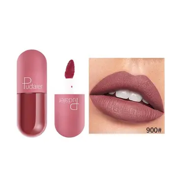 

Matte 18 colors lip gloss mini capsule lip shape glaze velvet lasting moisture nonstick cup smooth matte lip gloss