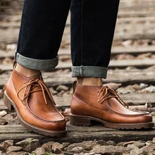 Men Boots Italy Handmade Men Chelsea Boots Genuine Cow Leather Autumn Lace Up Booties Vintage Ankle Martins Boots