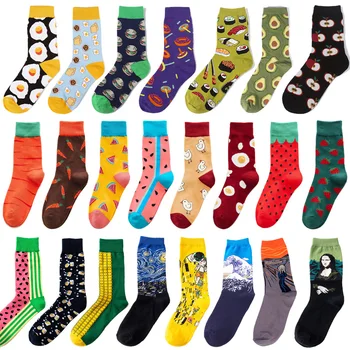 

Women happy funny socks with print art cute warm winter socks with avocado sushi food cotton fashion harajuku unisex sock 1 pair