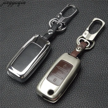

jingyuqin Remote 3 Btn Zinc Alloy+Leather Cover Case For Skoda Octavia 1 2 3 A5 Fabia Superb Citigo Yeti For VW Jetta mk5 mk6