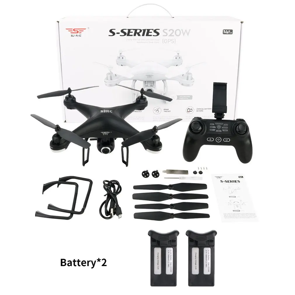 S20W gps 720P 1080P четырехосевой Дрон gps регулируемая камера Smart gps автоматический контроль возврата дистанционное управление - Цвет: 1080 black 2B