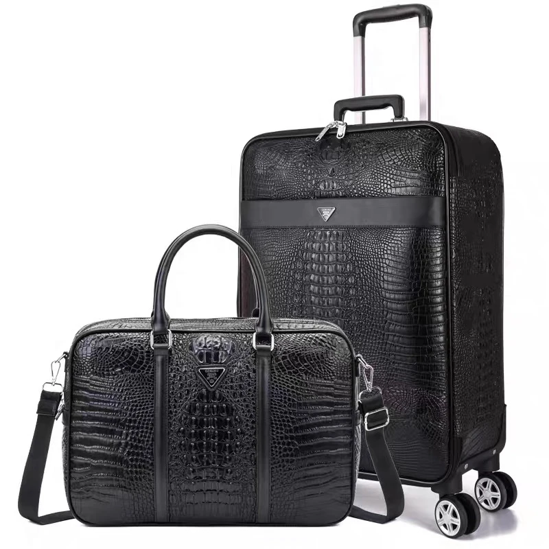 Для мужчин бизнес 2 шт./компл. pu сумки на колёсиках с сумочкой в комплекте, 16/20/24 дюймов чашку, масштабных дорожных чемоданов на колесе класса люкс высокого качества valise - Цвет: Handbag And Luggage