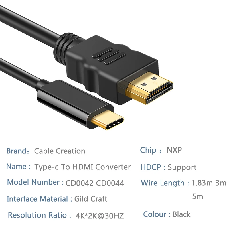 USB C к HDMI, кабель 16 ноги USB type C к HDMI кабель(режим DP Alt), 4 K, Для iMac /MacBook Pro/Chromebook Pixel Wait