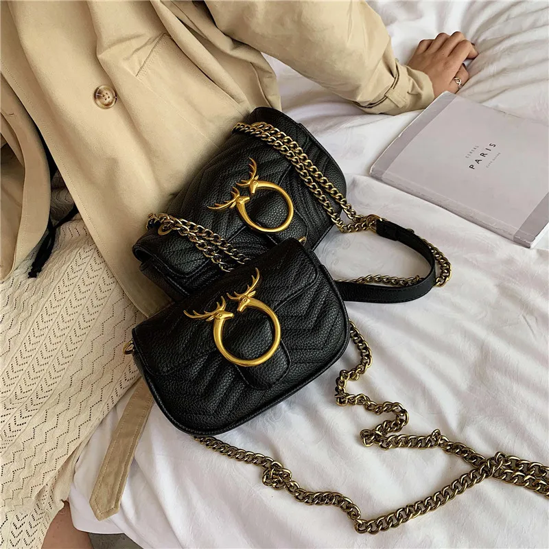 

New Arrival Bag Women's 2019 New Style Korean-style Textured Versatile Shoulder Bag Fashion Spiraea Chain Oblique Square Sling B