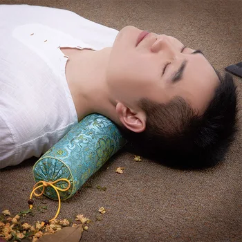 

Herb pillow China ancient palace silk satin Chinese Medicine Candy buckwheat shell mint jasmin herbaceous neck massage