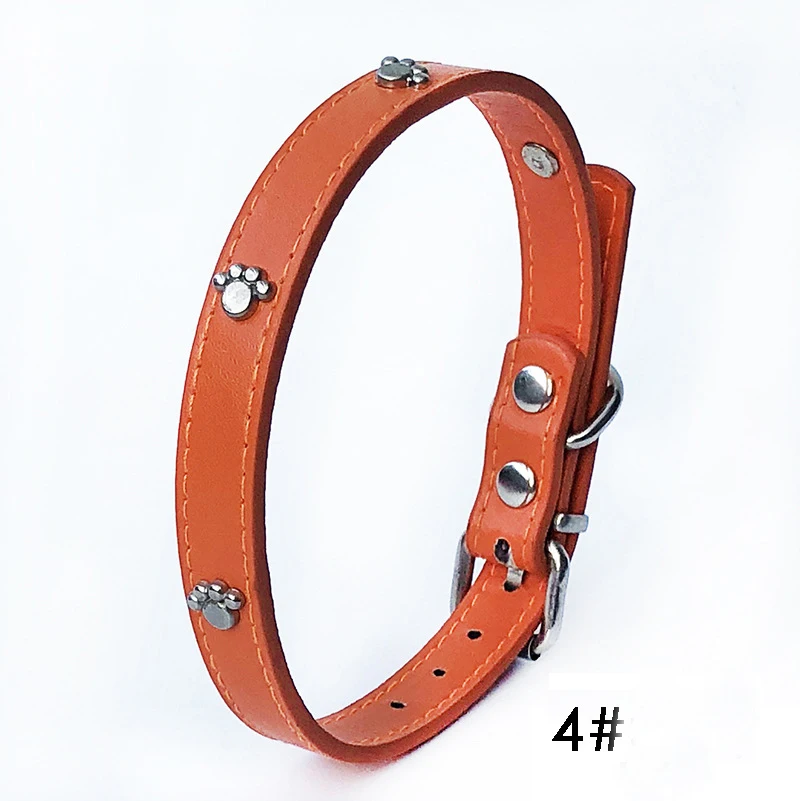 Оранжевый Leather Spiked Dog Collar Adjustable PU Rivets Small Medium Puppy dogs cat Strap Collar Studded Rivets Pet Necklace Accessories - Цвет: Оранжевый